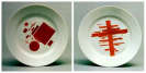 Two Plates with Suprematism Design in Red