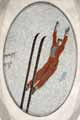 A Day and Night of the Soviet Sky: A Ski Jumper. Oval Mosaic Ceiling Panneau at the Metro Station Mayakovskaya, Moscow