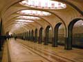 In 1938 the artist had designed 34 oval panneaux for the Metro station Mayakovskaya in Moscow, installed on the ceilings in the main hall, lighted from underneath with the lamps all around the ovals. The artists has called his theme for the mosaics 'A Day